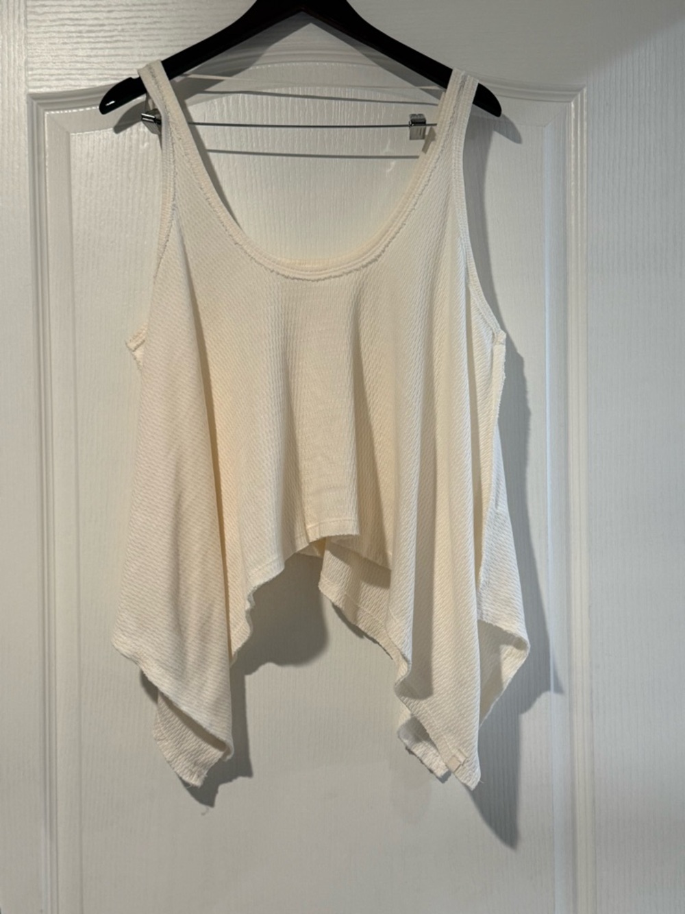 We The Free Free People Ivory Waffle Knit Asymmetrical Tank Top XS
